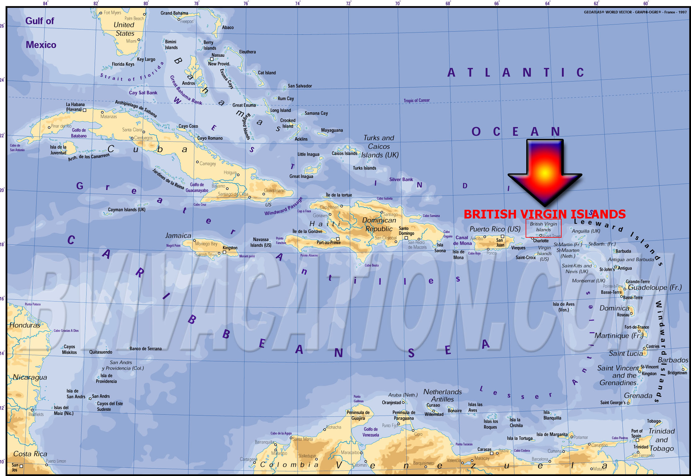 Caribbean Map British Virgin Islands 